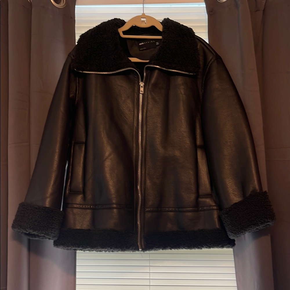 ASOS Black Leather Jacket Classic Motorcycle Style